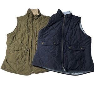 Love Tree Reversible Fleece Vests -Lot of 2- Green and Blie Size Small